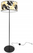 Stojacia lampa Gold Flowers, 1x biele textilné tienidlo s kvetinovým vzorom, (výber z 2 farieb konštrukcie), (fi 40cm), o