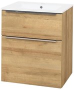 Mereo Mereo, Mailo, kúpeľňová skrinka s keramickým umývadlom 61 cm, chrómové madlo, MER-CN520