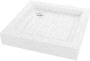 Mexen Rio, štvorcová sprchová vanička 70x70x14 cm + chrómový sifón, biela, 45107070