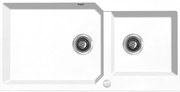 Kuchinox Milos, 2-komorový granitový drez 980x500x215 mm + sifón, biela matná, LAV-SPM_6209