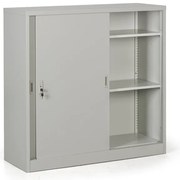 Kovová skriňa s posuvnými dverami, demontovaná, 2 police, 1200 x 1200 x 450 mm, svetlo sivá
