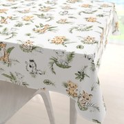 Biante Detský bavlnený štvorcový obrus Sandra SA-475 Zvieratká v Safari na bielom 80x80 cm