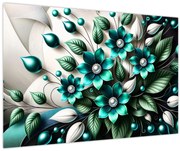 Obraz - 3D tyrkysové kvety (90x60 cm)