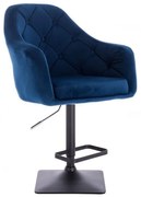 LuxuryForm DESIGN Barová stolička ANDORA VELUR na čiernej hranatej podstave - modrá
