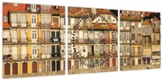 Obraz - Nábrežná štvrť, Portugalsko (s hodinami) (90x30 cm)