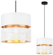Závesné svietidlo Asti, 1x PVC/biele textilné tienidlo, (fi 20cm), g, b