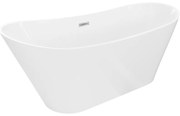 Mexen Dora, voľne stojaca vaňa 150 x 75 cm, biela, chrómový prepad, 52071507500-01