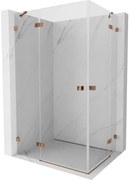 Mexen Lunar Duo, výklopný sprchový kút 75 x 70 cm, 8mm číre sklo, profil ružové zlato, 834-075L-070P-60-00