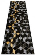 Koberec / Behúň GLOSS 400B 86 glamour, art deco, 3D geometrický - čierny / zlatý