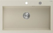 Mexen Elix kuchynský drez z umelého kameňa 1-komorový 800 x 500 mm, béžový, sifón chróm - 6527801005-69