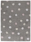 Lorena Canals, Ručne tkaný kusový koberec Tricolor Polka Dots Grey-Pink, 120x160, šedá, detská izba