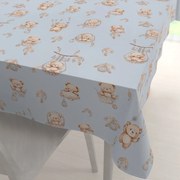 Biante Detský bavlnený obdĺžnikový obrus Sandra SA-615 Medvedíky v košíčkoch na modrom 50x100 cm