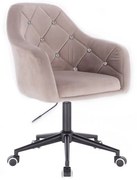 LuxuryForm DESIGN Kreslo ROMA VELUR na čiernej podstave s kolieskami - svetlo šedá