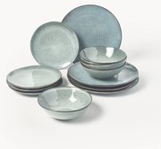 Ručne vyrobená súprava riadu Nordic Sea, 12 ks