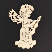 AMADEA Drevená ozdoba anjel s gitarou 8 cm