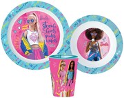 Sada plastového riadu Barbie s kelímkom - 3 diely