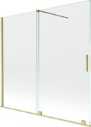 Mexen Velar vaňová zástena dvojkrídlová Posuvný 160 x 150 cm, Priehľadné, zlatý kefovaný - 896-160-000-01-55