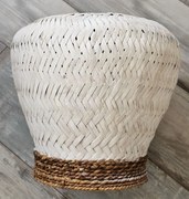 Biele antik ratanové závesné svetlo Mikki - Ø 34*23 cm