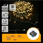 Aigostar - LED Vonkajší vianočný reťaz 500xLED/8 funkcií 4xAA 25,3 m teplá biela