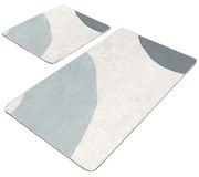 Sivo-krémové zamatové kúpeľňové predložky v súprave 2 ks 60x100 cm Abstract Shapes – Mila Home