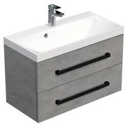 Kúpeľňová skrinka s čiernou úchytkou a umývadlom SAT Cube Way 80x53x40 cm betón mat CUBE2C80ZBE, 1 ks