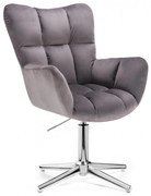 LuxuryForm DESIGN Otočné kreslo AURORA VELUR na striebornom kríži - tmavo šedé