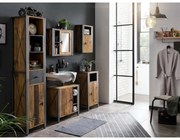 furniture-nabytek.cz - Masívna kúpeľňová zostava Detroit II z recyklovanej borovice a kovu, hnedá, lakovaná