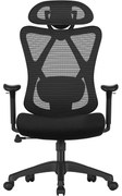 Kancelárske kreslo, Ergonomické kreslo s nastaviteľnou opierkou hlavy, čierne