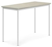 Stôl SONITUS, 1400x600x900 mm, linoleum - svetlošedá, biela