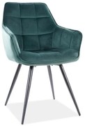 Jedálenská stolička Lilia Velvet, zelená / čierna