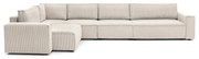 Krémovobiela menčestrová rohová pohovka (ľavý roh) Nihad modular – Bobochic Paris