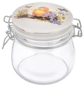 Sklenená dóza s keramickým viečkom a klipovým uzáverom JAR kuriatko 0,5 l