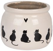 Béžový obal na kvetináč s mačkami a srdiečkom Dog&Cat - Ø 12*10 cm