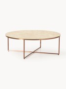 Okrúhly XL konferenčný stolík so sklenenou doskou v mramorovom vzhľade Antigua