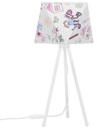 Detská stolná lampa Diamond, 1x biele textilné tienidlo so vzorom