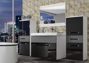 Kúpeľňový nábytok Belini čierny lesk / šedý mat + umývadlo + zrkadlo ROD PM 4/0/W/BSR/0/ZW