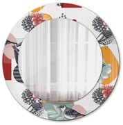 Abstrakcia s vtákmi Okrúhle dekoračné zrkadlo