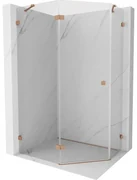 Mexen Lunar, päťuholníkový sprchový kút s ľavým sklonom 90 x 80 cm, 8mm číre sklo, profil medená matná, 831-090L-080P-65-00-L