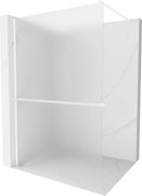 Mexen Kioto+, sprchová zástena Walk-In s poličkou a vešiakom 90 x 200 cm, 8mm sklo námraza, biely profil, 800-090-121-20-30