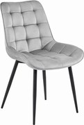 Jedálenská stolička BERA zamatová strieborná / čierne nohy