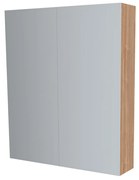 Mereo, Mereo Kúpeľňová zrkadlová skrinka 60 cm, galerka, 2 x dvierka, Multidecor, Light Select Walnut, MER-CN798G62LSW1
