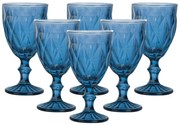 Modré sklenené poháre na stopke 6ks 320ml
