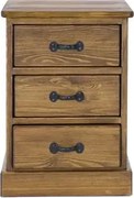 Rustikálny široký nočný stolík s 3 zásuvkami 40x50x69 cm
