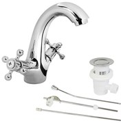 Mereo Mereo, Umývadlová stojanková batéria, Retro Viktorie, s výpusťou, chróm, MER-CBL101