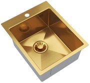 Gamma Gamma, 1-komorový nerezový drez 400x500x210 mm, brúsené zlato, GMA-S4050-GD