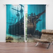 Sablio Záves Vrak drevenej lode na dne mora: 2ks 140x250cm