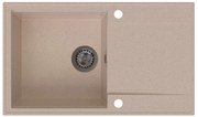Sink Quality Sink55, kuchynský granitový drez 780x460x215 mm + grafitový sifón, béžová, SKQ-SINK.P.1KDOL.XB