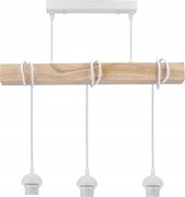 LED stropné závesné svietidlo biele drevené trámy 3xE27 Luster hustá guľa LUCA