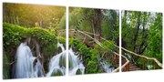 Obraz - Plitvické jazerá (s hodinami) (90x30 cm)