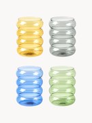 Ručne fúkané farebné poháre na vodu Bubbly, 4 ks